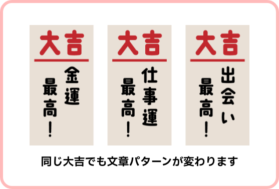 同じ大吉でも文章パターンが変わります